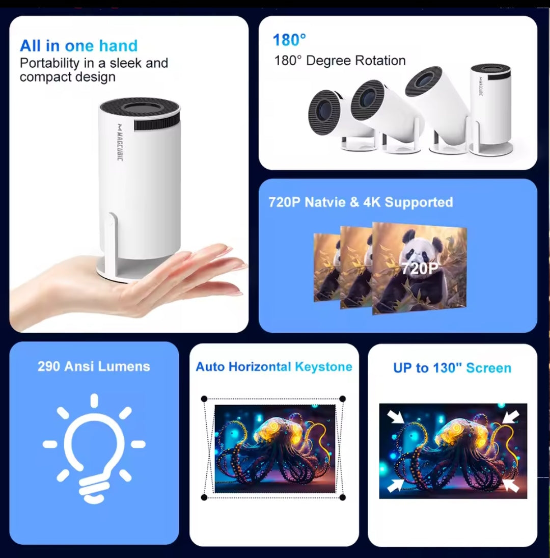 Projecteur magnétique HY300 Pro 4K Android 11 double Wifi6 290ANSI Allwinner H713 BT5.0 1080P 1280*720P projecteur extérieur de cinéma maison