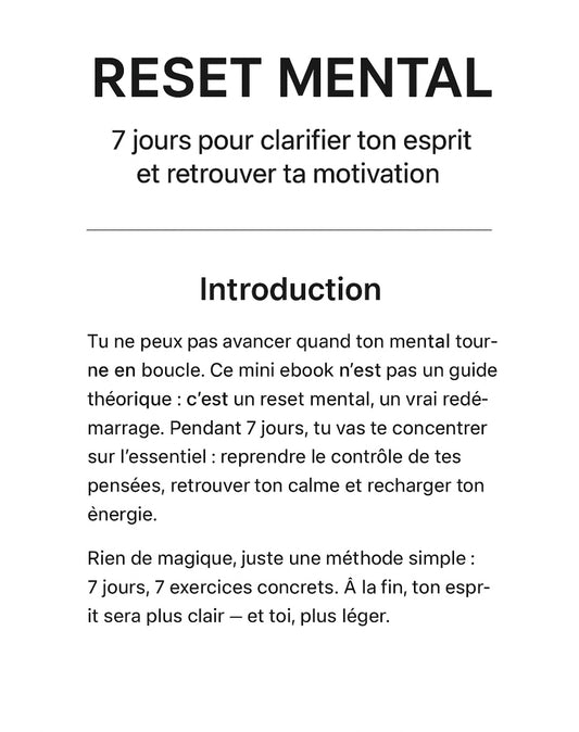 Reset Mental – 7 jours pour clarifier ton esprit